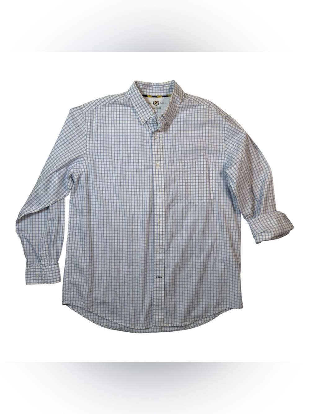 Club Room Light Blue and White Checked Button-Down Shirt